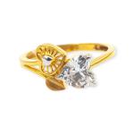 Adorable Gold Ladies Ring with Beautiful Heart Shape Stone and Design